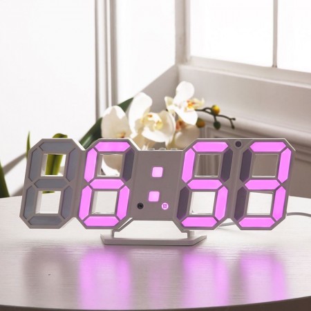 LED Display Wall and Table Alarm Clock ( colour white and pink )