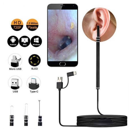 Ear Cleaning Camera Otoscope, Endoscope, 3 in 1 Ear Wax Removal
