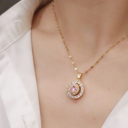 Luxury Zircon necklace 18K (LT Pink Shade)