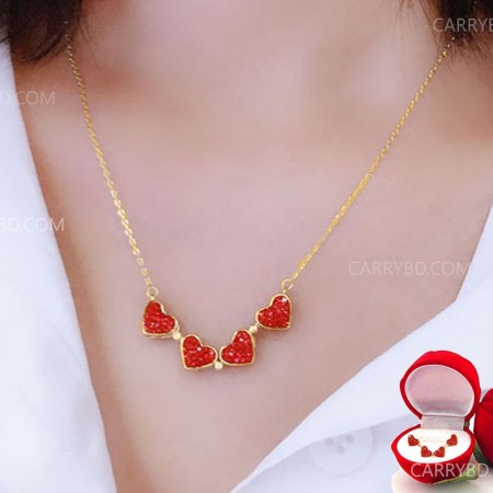 Lucky Heart Two-sided Foldable Necklace (Golden Shade)
