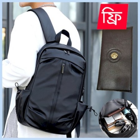 Men's  USB Charging Laptop Backpacks For Men School Bags Sports Travel Bag with Free money Bag
